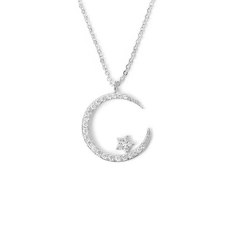 Digital illustration of Star and Moon Necklace highlighting star and moon details
