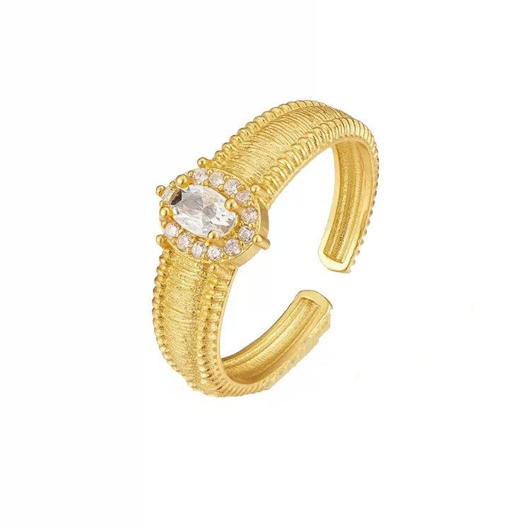 Anillo de Gemas Reales - Banda Abierta Ajustable