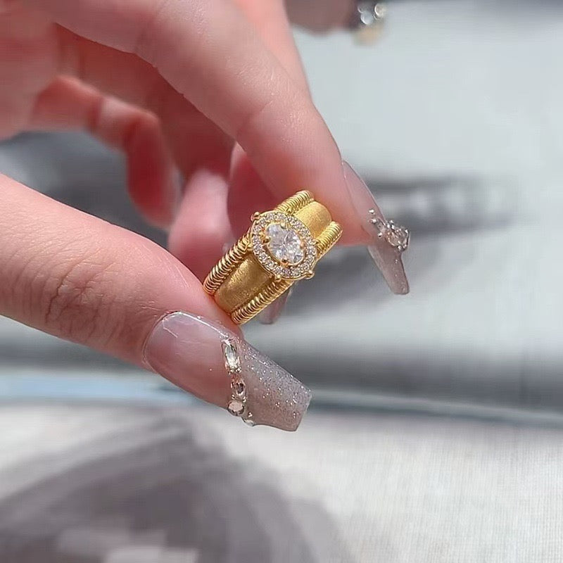Anillo de Gemas Reales - Banda Abierta Ajustable