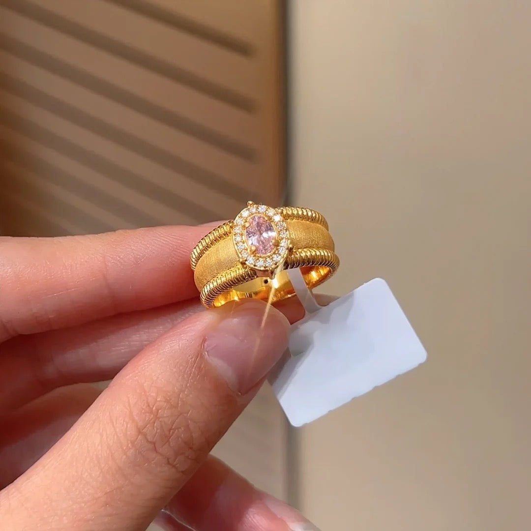 Anillo de Gemas Reales - Banda Abierta Ajustable