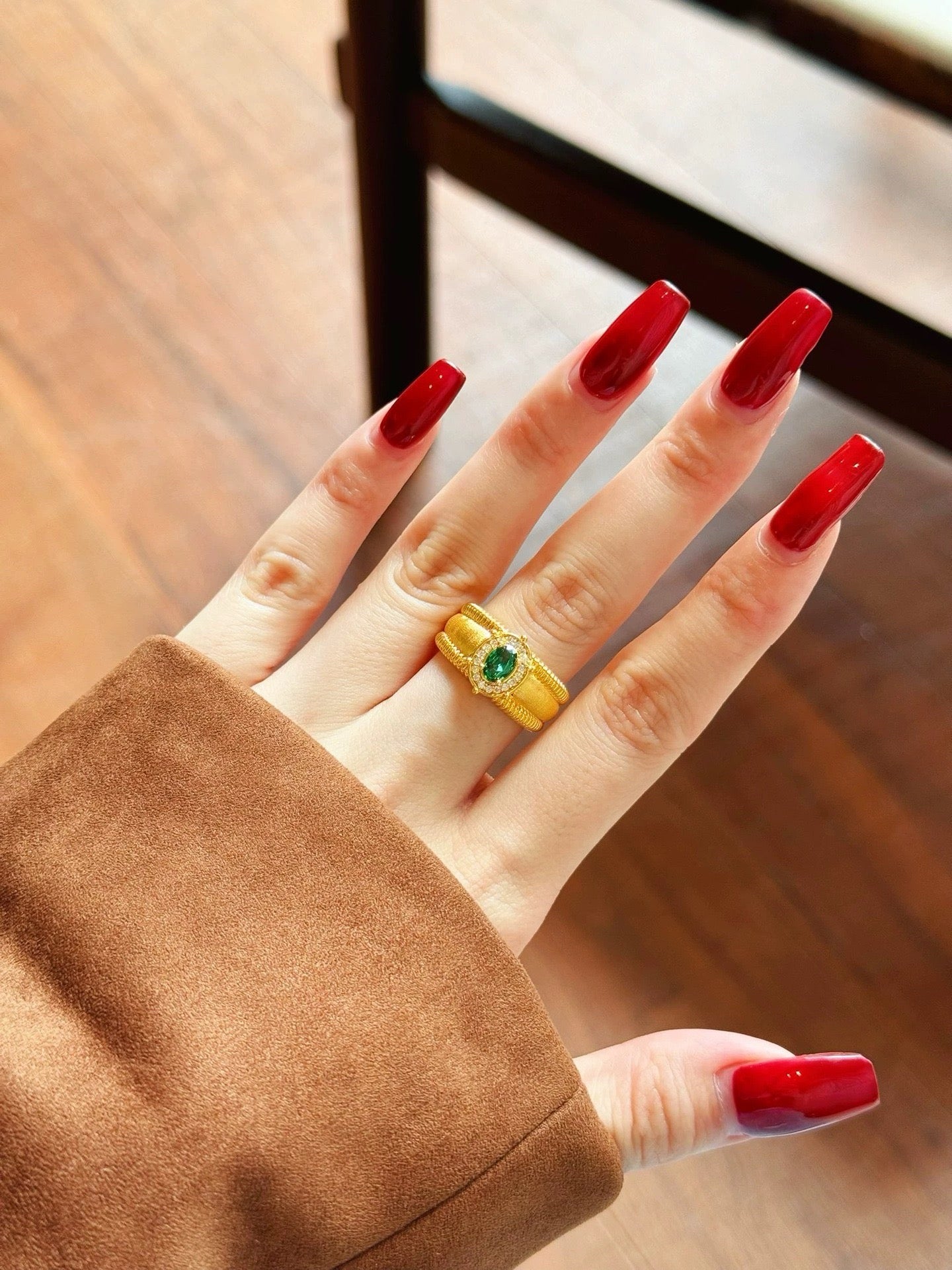 Anillo de Gemas Reales - Banda Abierta Ajustable