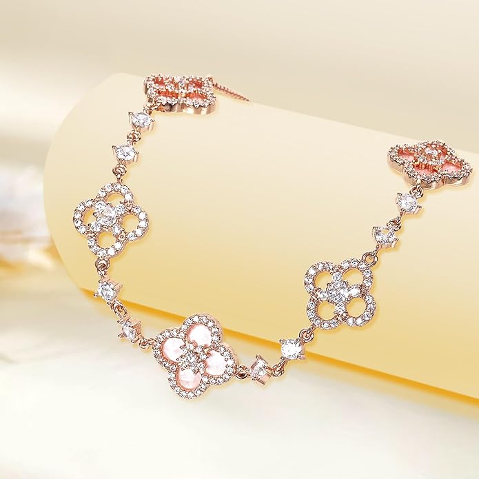 Close-up photo of Sakura Cleef Bracelet showing delicate floral details
