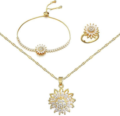 Conjunto de Joyas Estado de Girasol – Diseño Giratorio