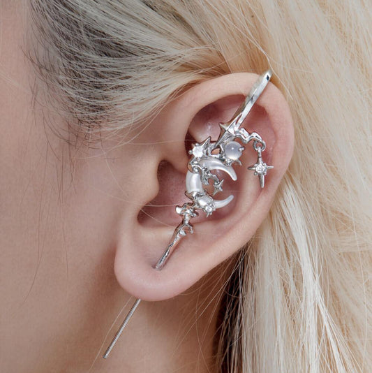 MYTH OF THE MOON 18K Platinum /24K Gold Ear Hook Needle Piercing Earring™